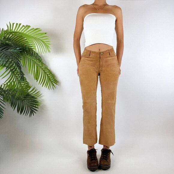 Vintage Y2K Timmy Hilfiger Boho Cowgirl Low Rise Western Suede Leather Pants / 0 - Picture 5 of 6